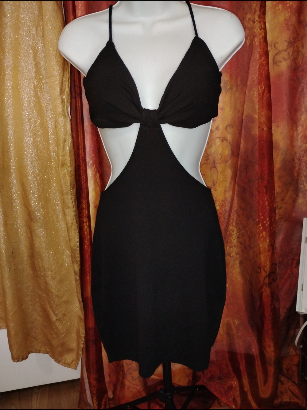 Better Be Black Cutout Halter Mini Dress